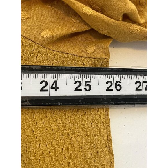 Soleillee Plus Size 2X Yellow Textured Peasant Blouse Puff Sleeve Boho Top - Picture 10 of 13